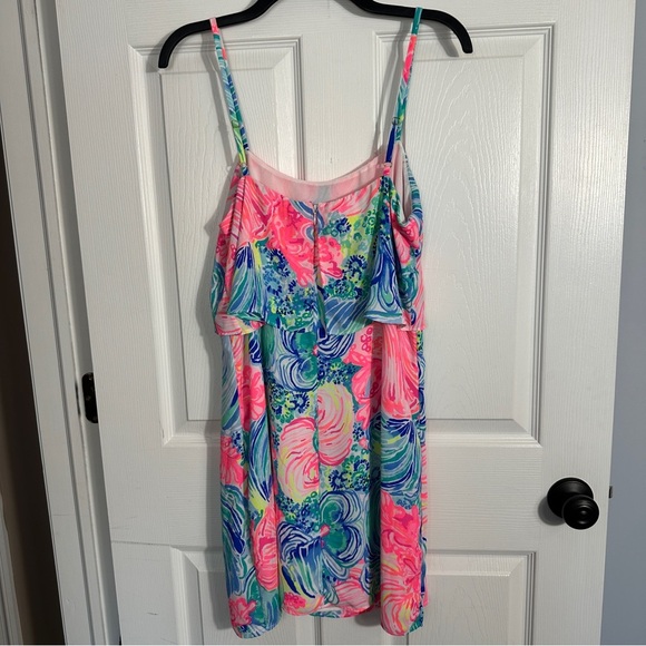 Lilly Pulitzer Lexi dress in "Beach Please," size M, slip dress, flounce overlay - Picture 12 of 14